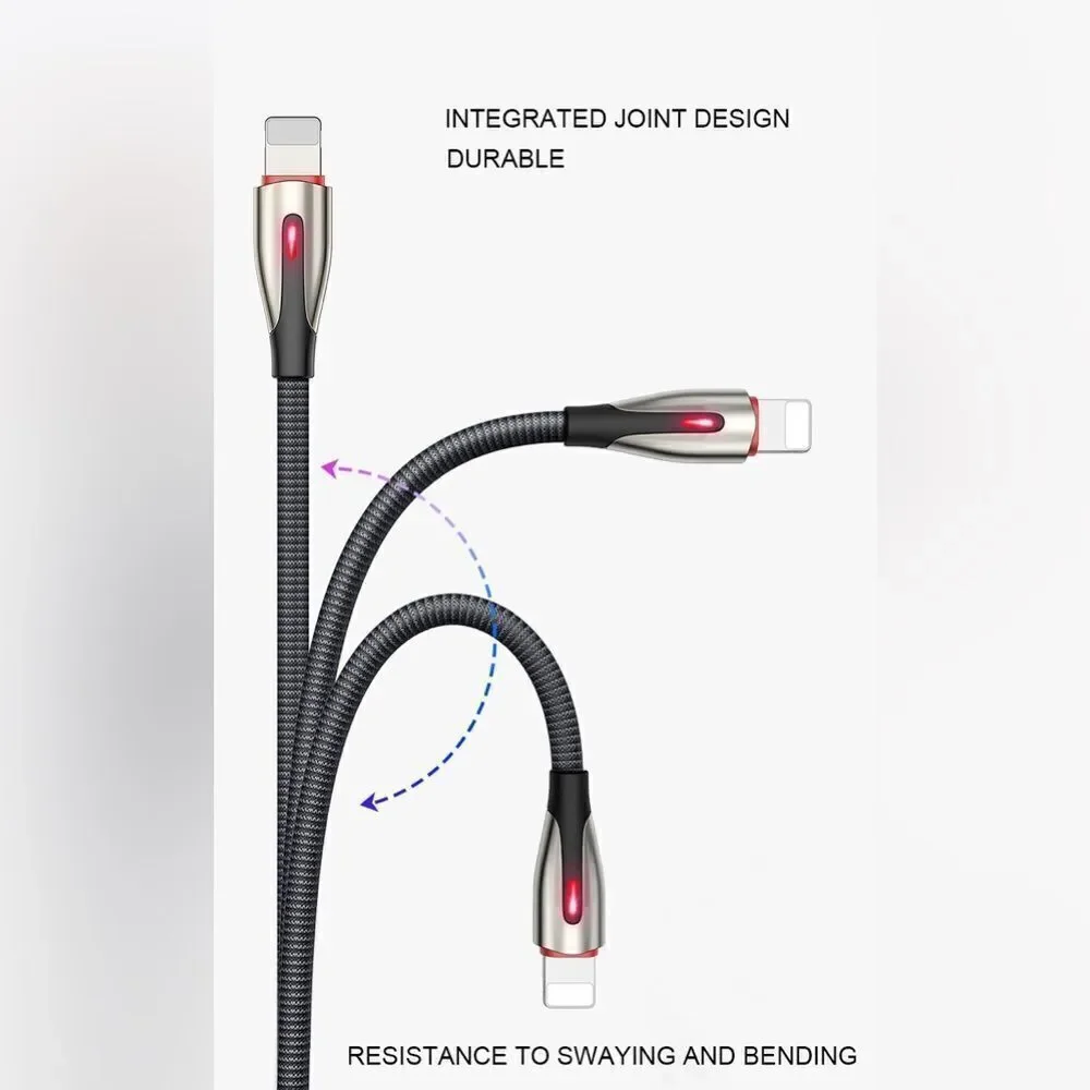 2x Pack Durable iPhone Cable, 4FT long